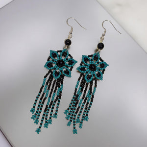 Beaded - Earrings - Black obsidian