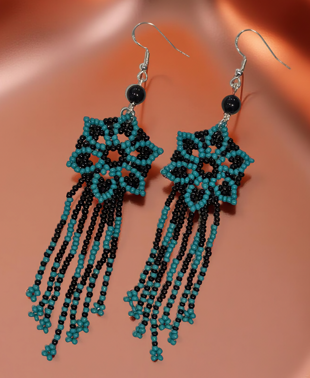 Beaded - Earrings - Black obsidian