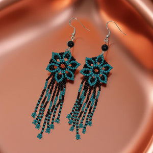 Beaded - Earrings - Black obsidian