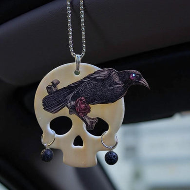 Rear view mirror hanger - Skull & Raven - aromatherapy
