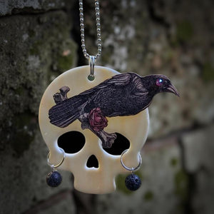 Rear view mirror hanger - Skull & Raven - aromatherapy