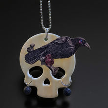 Load image into Gallery viewer, Rear view mirror hanger - Skull &amp; Raven - aromatherapy