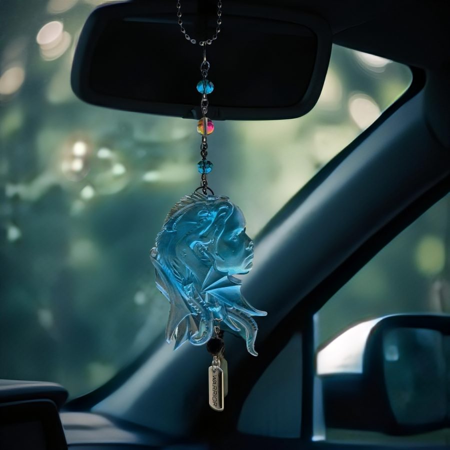 Rear view mirror hanger - Dragon warrior woman