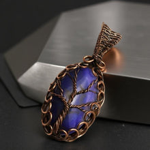 Load image into Gallery viewer, Tree of life, Copper wrapped, Botswana Purple agate, Pendant