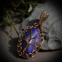 Load image into Gallery viewer, Tree of life, Copper wrapped, Botswana Purple agate, Pendant