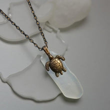 Load image into Gallery viewer, Sea Glass, Turtle charm, Necklace