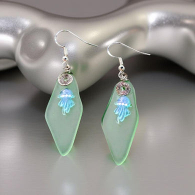 Sea glass - Jellyfish -  Earrings