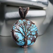 Load image into Gallery viewer, Tree of life, Copper wrapped, Tibetan Turquoise
