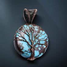 Load image into Gallery viewer, Tree of life, Copper wrapped, Tibetan Turquoise