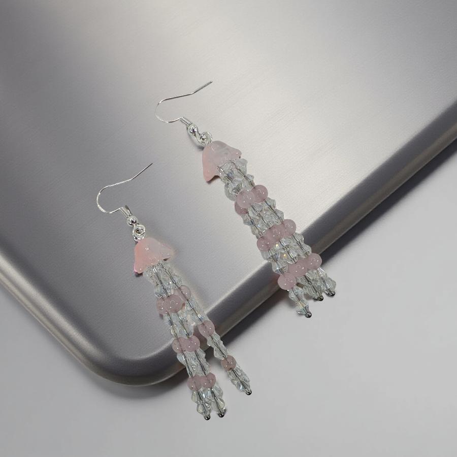 Jellyfish - Earrings - Rose Quartz