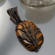Load image into Gallery viewer, Copper wrapped, Tree of life, Tiger Eye Pendant