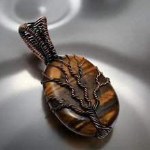 Load image into Gallery viewer, Copper wrapped, Tree of life, Tiger Eye Pendant