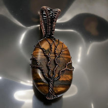 Load image into Gallery viewer, Copper wrapped, Tree of life, Tiger Eye Pendant
