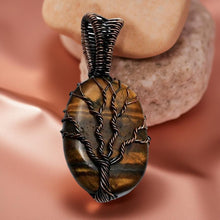 Load image into Gallery viewer, Copper wrapped, Tree of life, Tiger Eye Pendant