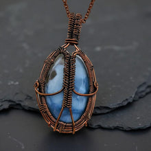 Load image into Gallery viewer, Owyhee Blue opal - Copper wrapped- Necklace