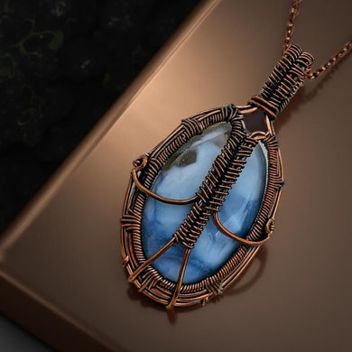 Owyhee Blue opal - Copper wrapped- Necklace