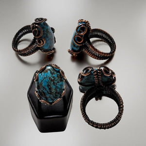 Copper Wrapped, Turquoise, Ring