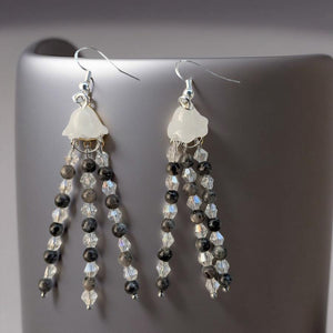 Jellyfish - Earrings - Black moonstone