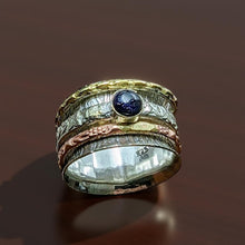 Load image into Gallery viewer, Spinner Ring - Blue Goldstone
