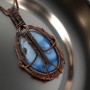 Owyhee Blue opal - Copper wrapped- Necklace