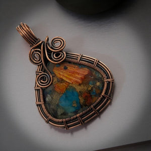 Copper wrapped -Spiny oyster -  Pendant