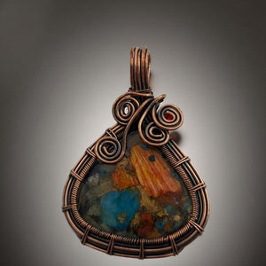 Copper wrapped -Spiny oyster -  Pendant