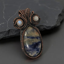 Load image into Gallery viewer, Copper wrapped, Sodalite &amp; moonstone, Pendant