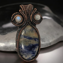 Load image into Gallery viewer, Copper wrapped, Sodalite &amp; moonstone, Pendant