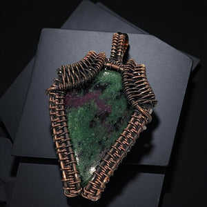 Copper Wrapped, Ruby in Zoisite, Pendant