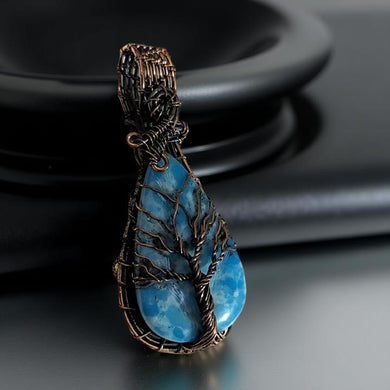 Copper wrapped, Tree of life, Blue Agate