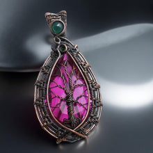 Load image into Gallery viewer, Copper wrapped, Tree of Life,Pink Topaz &amp; Green Onyx