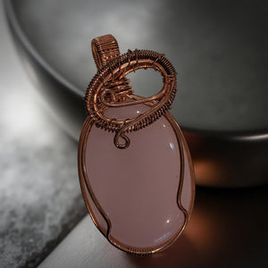 Rose Quartz, Copper wrapped, Pendant