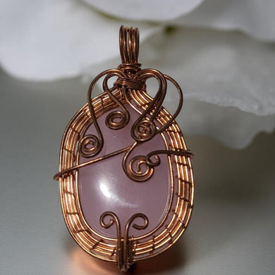 Rose Quartz- Copper wrapped -Pendant