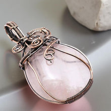 Load image into Gallery viewer, Copper wrapped, Rose Quartz, Pendant