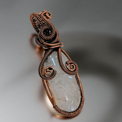 Copper wrapped, Black Rutilated Quartz, Pendant