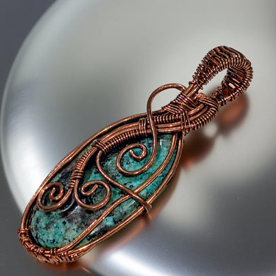 Copper wrapped, Azurite- Malachite, Pendant