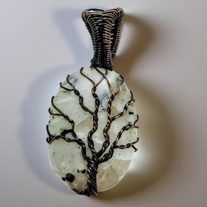 Tree of life, Copper wrapped, Moonstone, Pendant