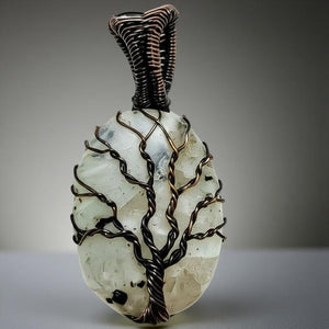 Tree of life, Copper wrapped, Moonstone, Pendant