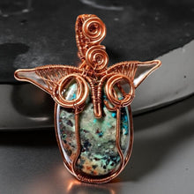 Load image into Gallery viewer, Copper wire wrapped - Owl - Shattuckite- Pendant