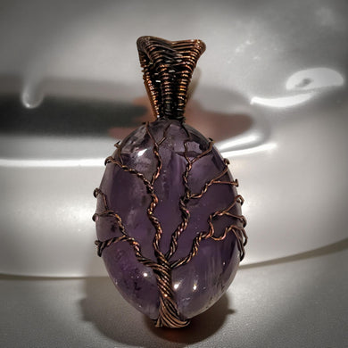 Tree of life -Copper wrapped -Amethyst - Pendant
