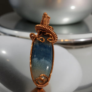 Copper wrapped, Pendant - Dumortierite