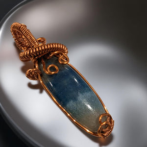 Copper wrapped, Pendant - Dumortierite