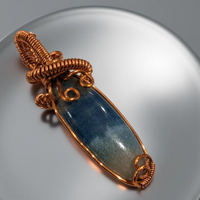 Copper wrapped, Pendant - Dumortierite