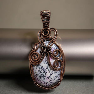 Copper wrapped, Dendrite Opal, Pendant