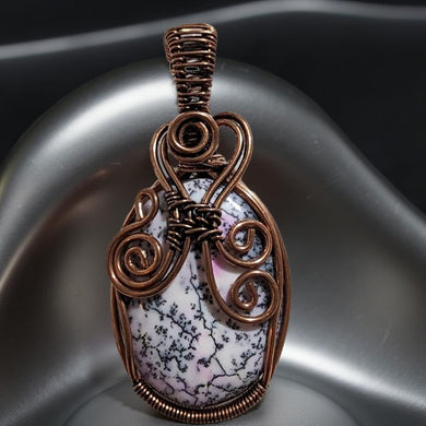 Copper wrapped, Dendrite Opal, Pendant