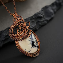 Load image into Gallery viewer, Copper wrapped, Dendrite opal - Necklace