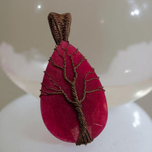Load image into Gallery viewer, Copper wrapped -Tree of life - Pendant - Simulated Ruby