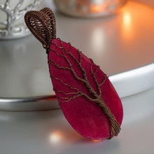 Load image into Gallery viewer, Copper wrapped -Tree of life - Pendant - Simulated Ruby