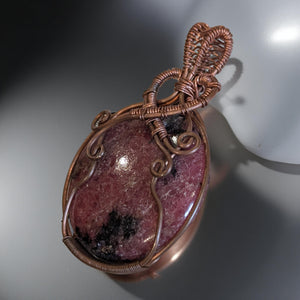 Copper wrapped, Rhodonite, Pendant
