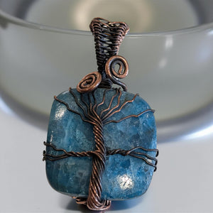 Copper wrapped, Tree of life, Apatite, Pendant